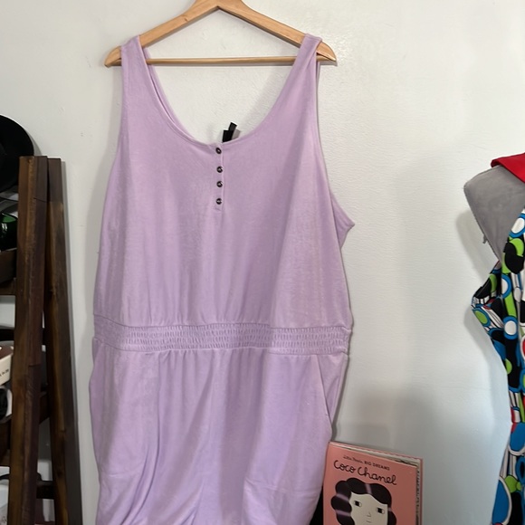 Torrid Plus Size Henley Jumpsuit Cover Up - Terry Lilac - Picture 5 of 5